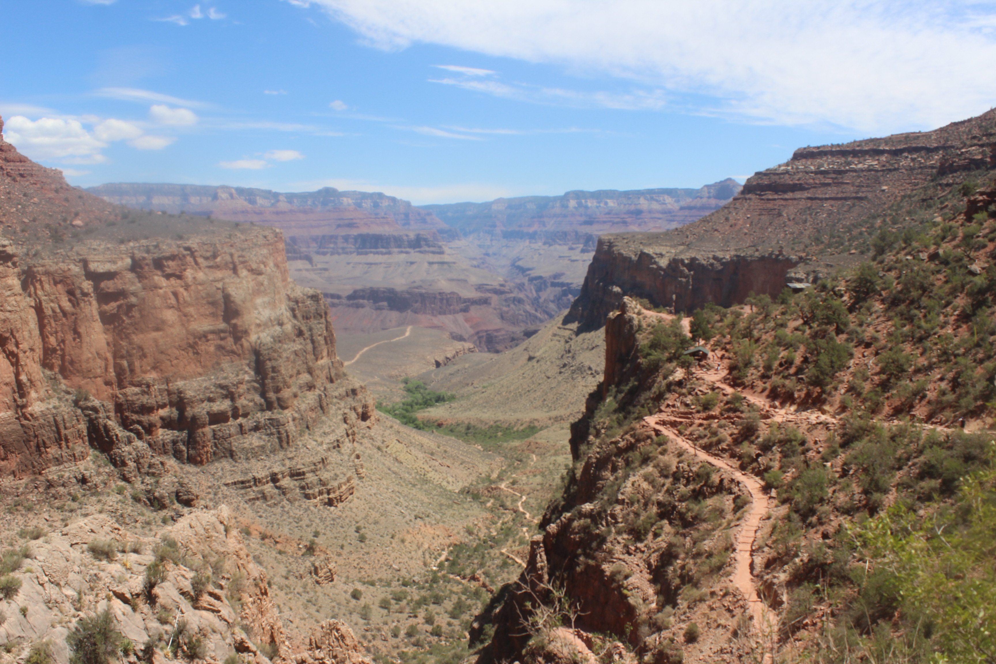 Above a switchback.
